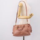 PRADA Hand Bag Leather 2way Pink Gold Auth ka5955V-28