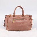 PRADA Hand Bag Leather 2way Pink Gold Auth ka5955V-12
