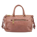 PRADA Hand Bag Leather 2way Pink Gold Auth ka5955V-2