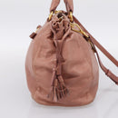 PRADA Hand Bag Leather 2way Pink Gold Auth ka5955V-3