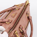 PRADA Hand Bag Leather 2way Pink Gold Auth ka5955V-6