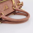 PRADA Hand Bag Leather 2way Pink Gold Auth ka5955V-7