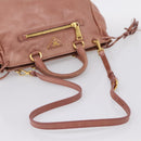PRADA Hand Bag Leather 2way Pink Gold Auth ka5955V-8