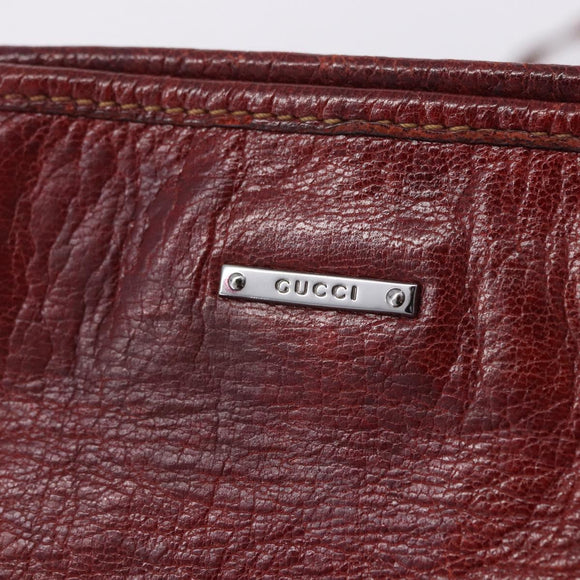 GUCCI Shoulder Bag Leather Red Silver 113013 Auth ka5956