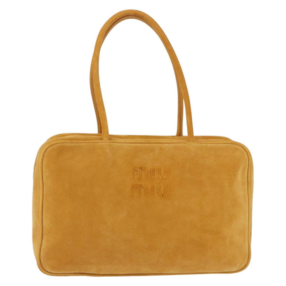 Miu Miu Beau Shoulder Bag Suede Yellow Gold Auth ka5957SAM