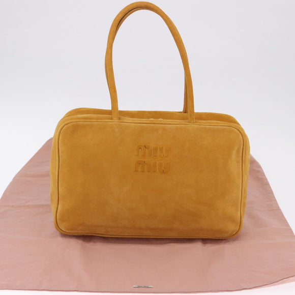 Miu Miu Beau Shoulder Bag Suede Yellow Gold Auth ka5957SAM
