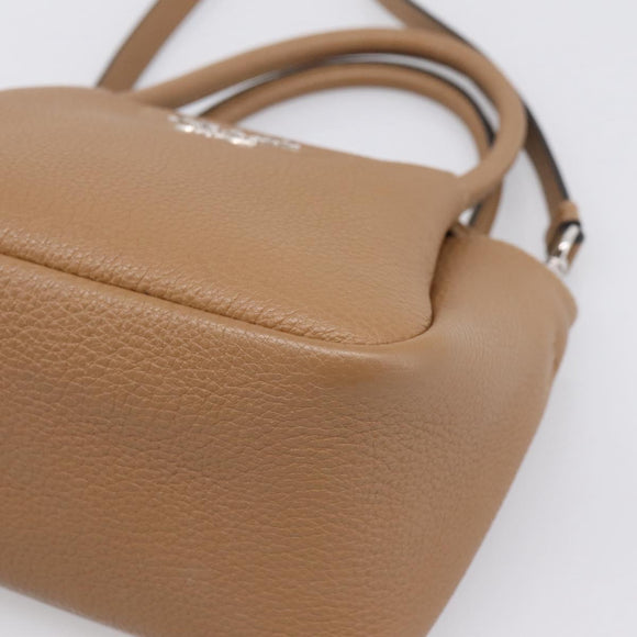 PRADA Hand Bag Leather 2way Beige Silver Auth ka5958SAM