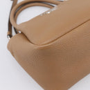 PRADA Hand Bag Leather 2way Beige Silver Auth ka5958SAM-16