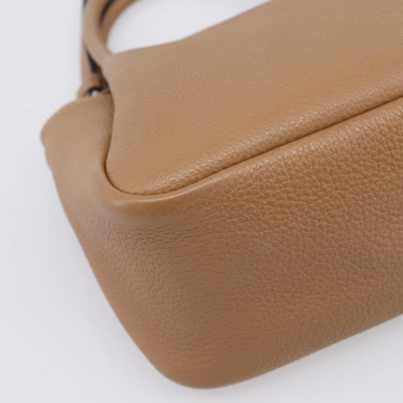 PRADA Hand Bag Leather 2way Beige Silver Auth ka5958SAM