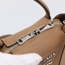 PRADA Hand Bag Leather 2way Beige Silver Auth ka5958SAM-19