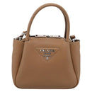 PRADA Hand Bag Leather 2way Beige Silver Auth ka5958SAM-13