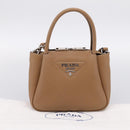 PRADA Hand Bag Leather 2way Beige Silver Auth ka5958SAM-12