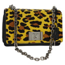PRADA Chain Shoulder Bag Nylon Yellow Silver Auth ka595V-1