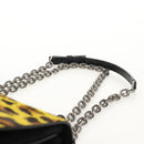 PRADA Chain Shoulder Bag Nylon Yellow Silver Auth ka595V-16