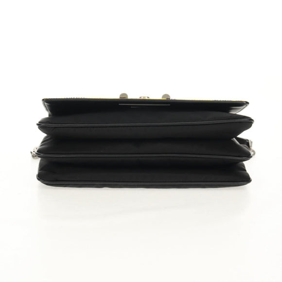 PRADA Chain Shoulder Bag Nylon Yellow Silver Auth ka595V