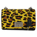 PRADA Chain Shoulder Bag Nylon Yellow Silver Auth ka595V-13