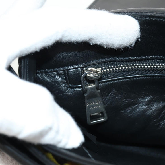 PRADA Chain Shoulder Bag Nylon Yellow Silver Auth ka595V