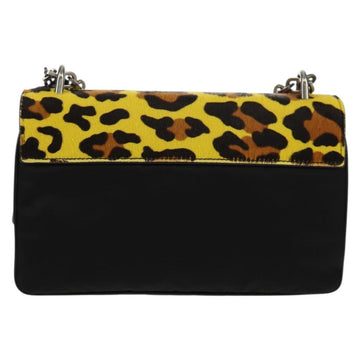 PRADA Chain Shoulder Bag Nylon Yellow Silver Auth ka595V - 0