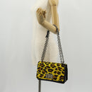 PRADA Chain Shoulder Bag Nylon Yellow Silver Auth ka595V-31