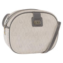 Christian Dior Honeycomb Canvas Shoulder Bag PVC White Gold Auth ka5960-1