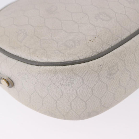 Christian Dior Honeycomb Canvas Shoulder Bag PVC White Gold Auth ka5960