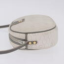 Christian Dior Honeycomb Canvas Shoulder Bag PVC White Gold Auth ka5960-4