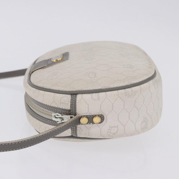 Christian Dior Honeycomb Canvas Shoulder Bag PVC White Gold Auth ka5960