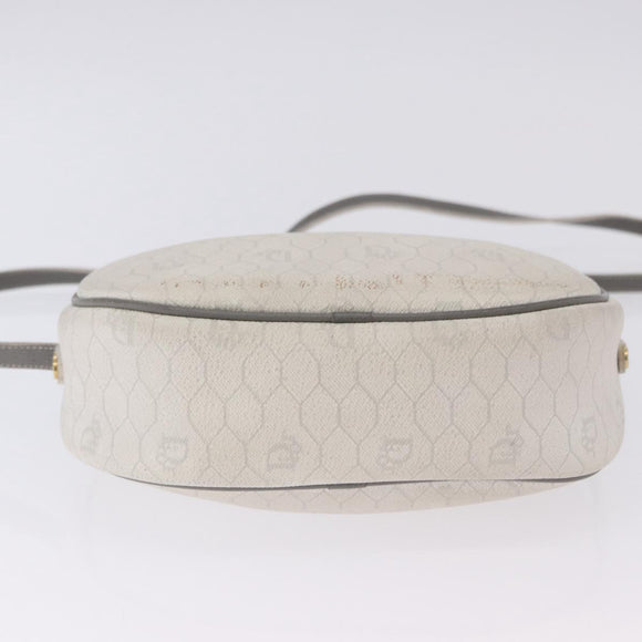 Christian Dior Honeycomb Canvas Shoulder Bag PVC White Gold Auth ka5960