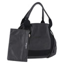 BALENCIAGA Navy Cabas XS Hand Bag Leather 2way Black Silver 390346 Auth ka5961-1