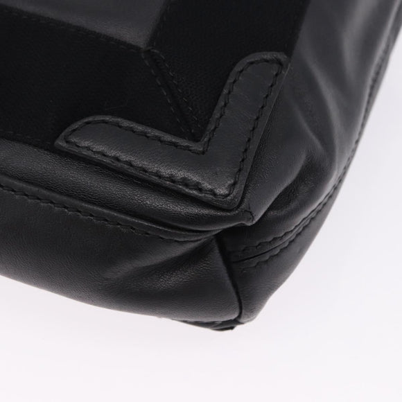 BALENCIAGA Navy Cabas XS Hand Bag Leather 2way Black Silver 390346 Auth ka5961