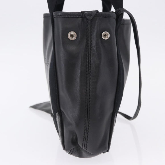 BALENCIAGA Navy Cabas XS Hand Bag Leather 2way Black Silver 390346 Auth ka5961