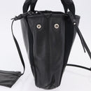 BALENCIAGA Navy Cabas XS Hand Bag Leather 2way Black Silver 390346 Auth ka5961-4