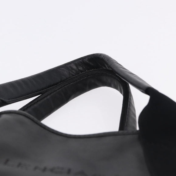 BALENCIAGA Navy Cabas XS Hand Bag Leather 2way Black Silver 390346 Auth ka5961