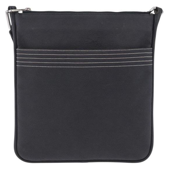 LOEWE Anagram Shoulder Bag Leather Black Silver Auth ka5962