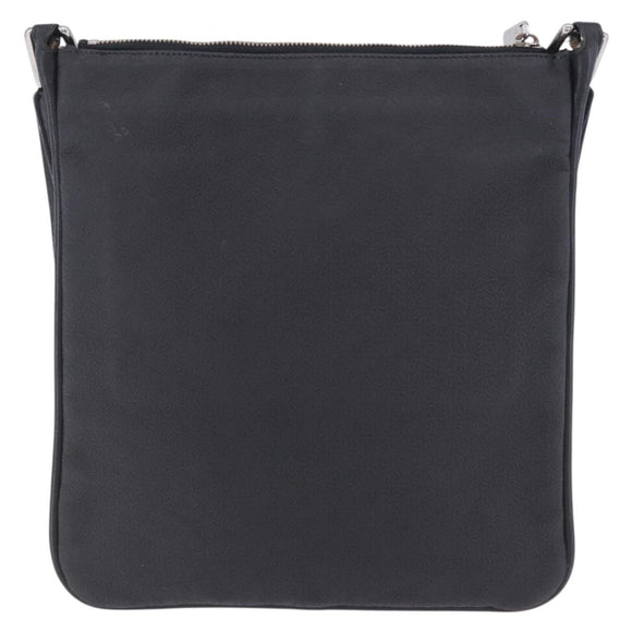 LOEWE Anagram Shoulder Bag Leather Black Silver Auth ka5962
