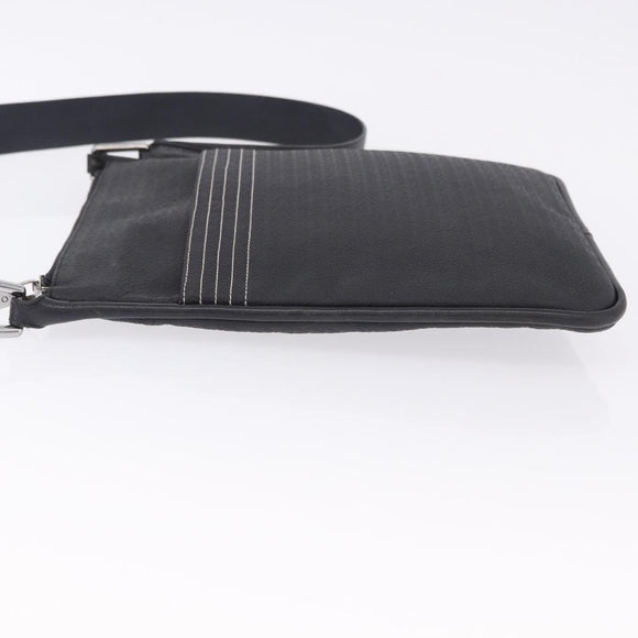 LOEWE Anagram Shoulder Bag Leather Black Silver Auth ka5962