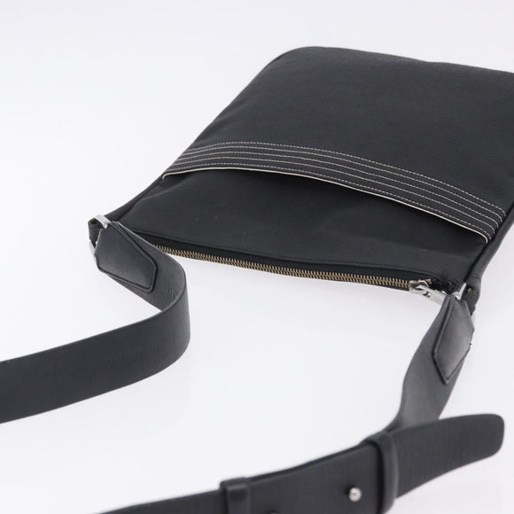 LOEWE Anagram Shoulder Bag Leather Black Silver Auth ka5962