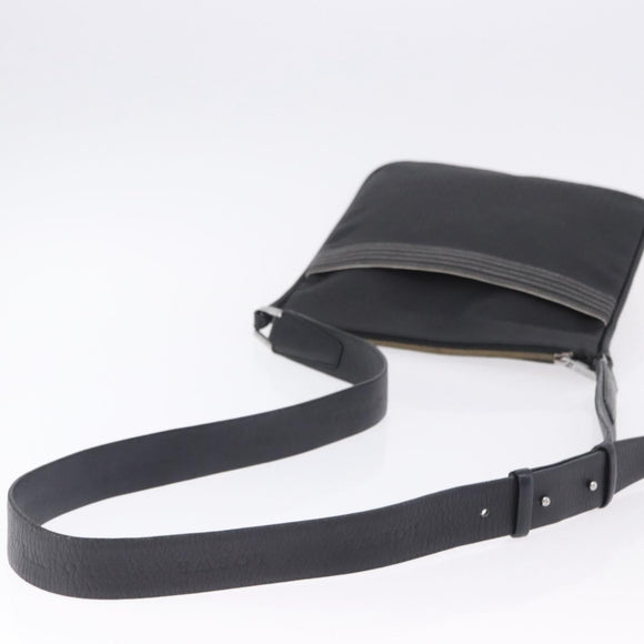 LOEWE Anagram Shoulder Bag Leather Black Silver Auth ka5962
