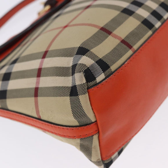 BURBERRY Nova Check Shoulder Bag Canvas Beige Gold Auth ka5963A