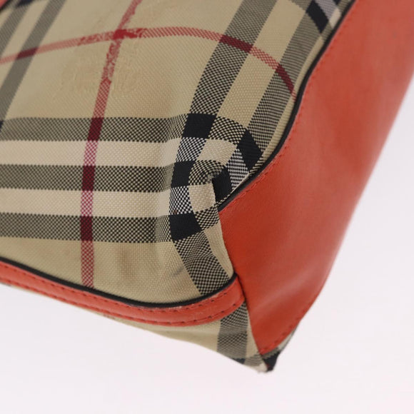 BURBERRY Nova Check Shoulder Bag Canvas Beige Gold Auth ka5963A