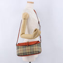 BURBERRY Nova Check Shoulder Bag Canvas Beige Gold Auth ka5963A-26