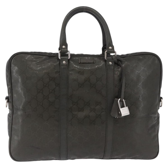 GUCCI GG Implementation Business Bag PVC Green Silver 201480 Auth ka5968