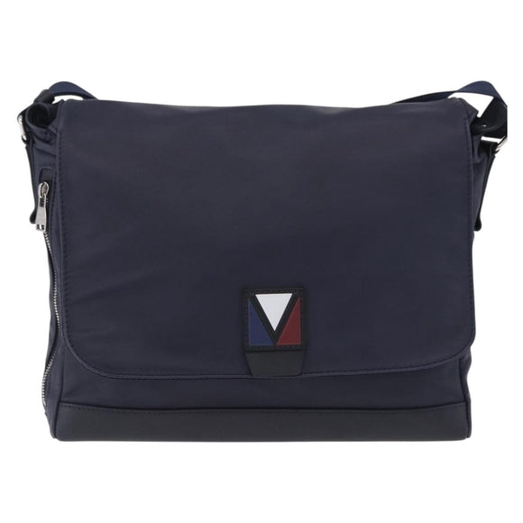 LOUIS VUITTON LV Cup V Line Cross Bag Leather Navy Silver M50443 LV Auth ka5969A