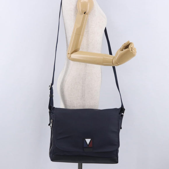 LOUIS VUITTON LV Cup V Line Cross Bag Leather Navy Silver M50443 LV Auth ka5969A