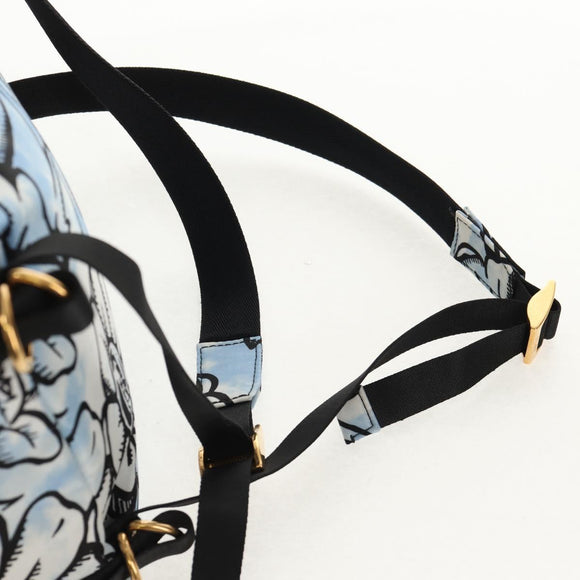 FENDI Rucksack Nylon Blau Gold Auth ka596M
