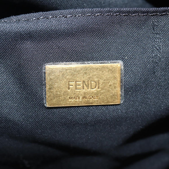 FENDI Rucksack Nylon Blau Gold Auth ka596M