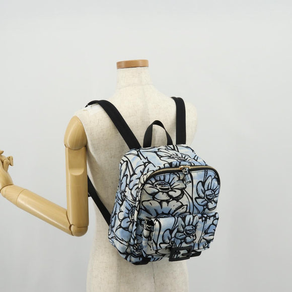 FENDI Rucksack Nylon Blau Gold Auth ka596M