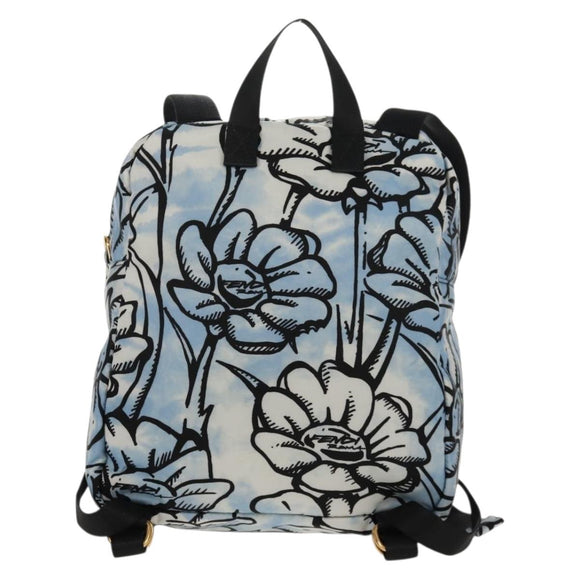 FENDI Rucksack Nylon Blau Gold Auth ka596M