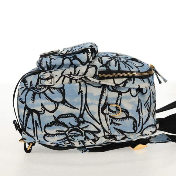 FENDI Rucksack Nylon Blau Gold Auth ka596M