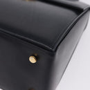 Salvatore Ferragamo Gancini Hand Bag Leather Navy Gold Auth ka5976-15